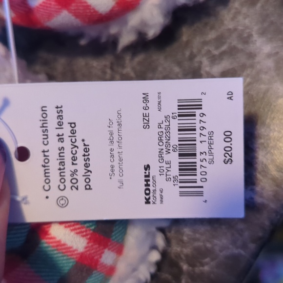 Baby Plaid Scruff Slippers 6-9M - Picture 11 of 11